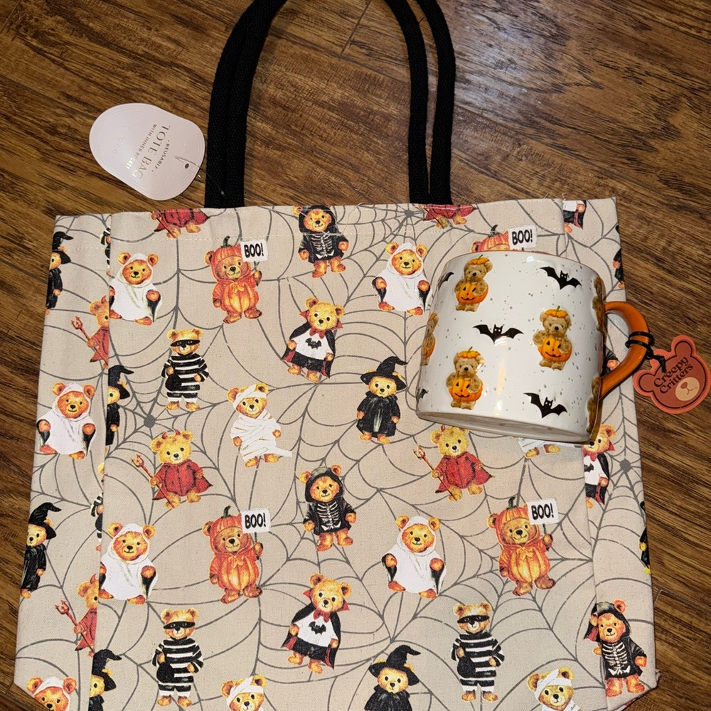 Halloween Teddy Bear Tote Bag and Teddy bear halloween mug bundle